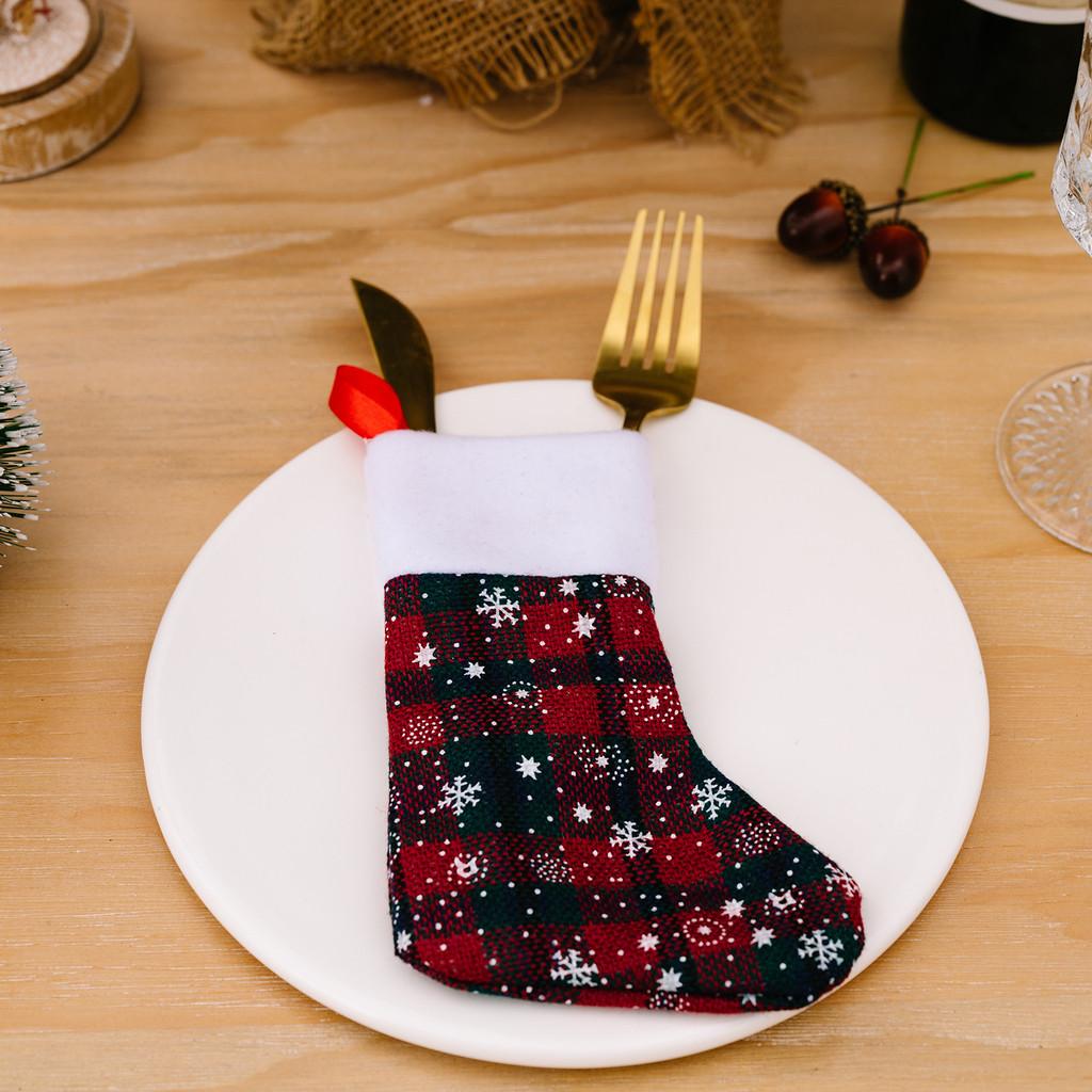 Decoration Chic Christmas Snowflake Checkered Fabric Stockings For Modern Home