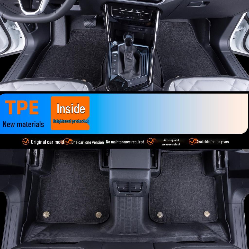 Universal TPE Car Floor Mats - Waterproof, No Odor, Anti-Slip, Wear-Resistant, Full Coverage for All Models.