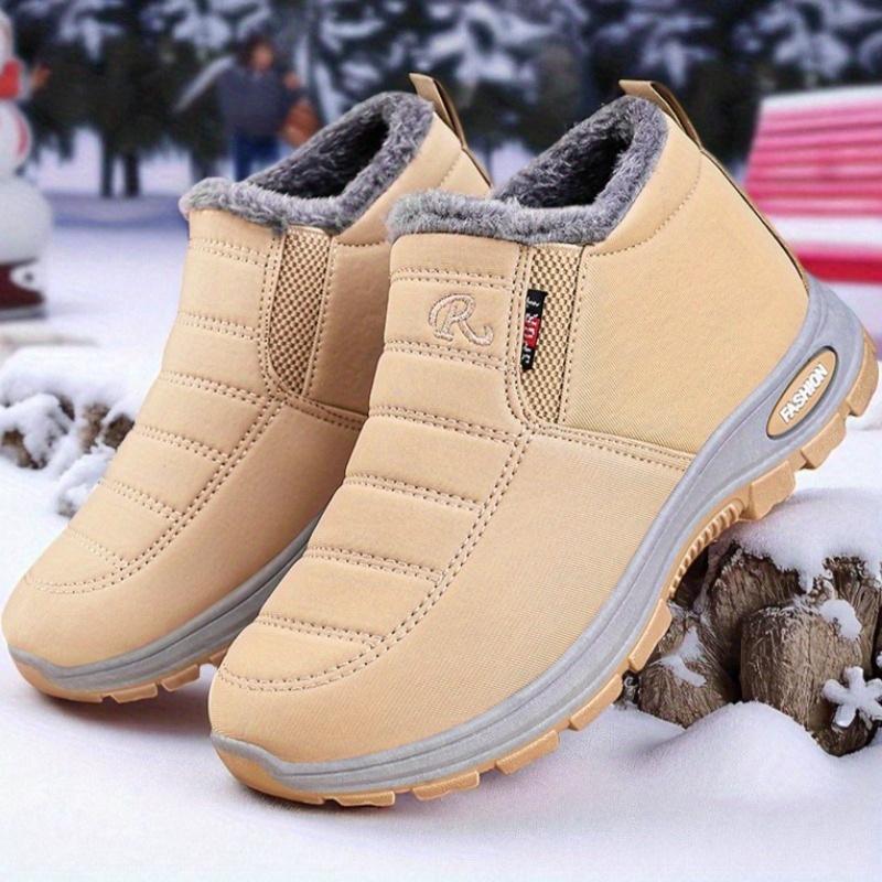 Allseason Thermal Insulated Slip-On Shoes - Non-Slip Sole Winter Boots, Beige, All-Season Indoor/Outdoor Footwear for Men & Women-Easy Slip-On Design