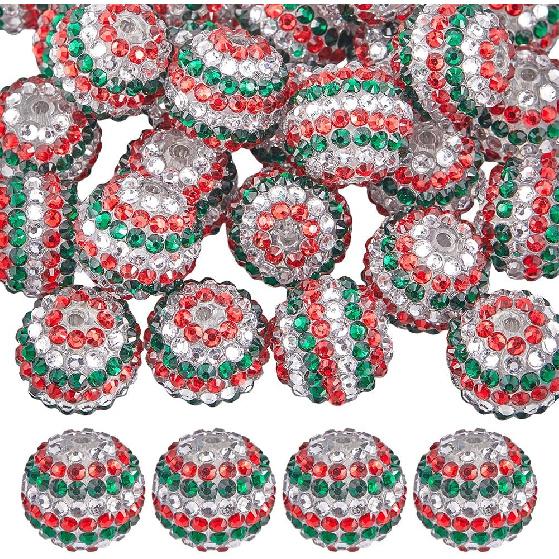 

SUNNYCLUE 40Pcs 20mm Christmas Beads Bubblegum Beads Bulk Colorful Chunk Berry Rhinestone Resin Bead Large Round Ball Loose Spacer Beads for