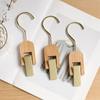 Gold/Silver Solid Wood Single Clip Hanging Curtain Hooks Simple Clothes Clip  Home