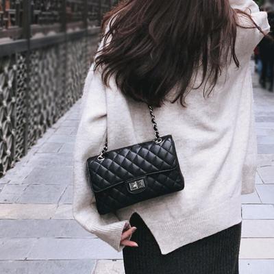 Bolso de cadena mini nuevo grande clásico rombo cuadrado cuero grueso versátil mini bandolera para hombro para mujer