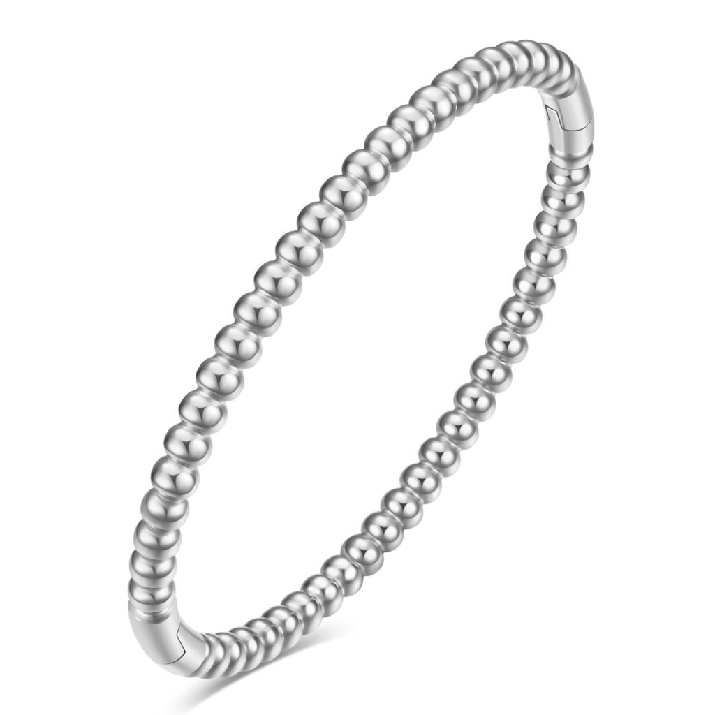 High-end Bamboo Bracelet for Women, Versatile Round Bead Bracelet, Titanium Steel Buckle Opening