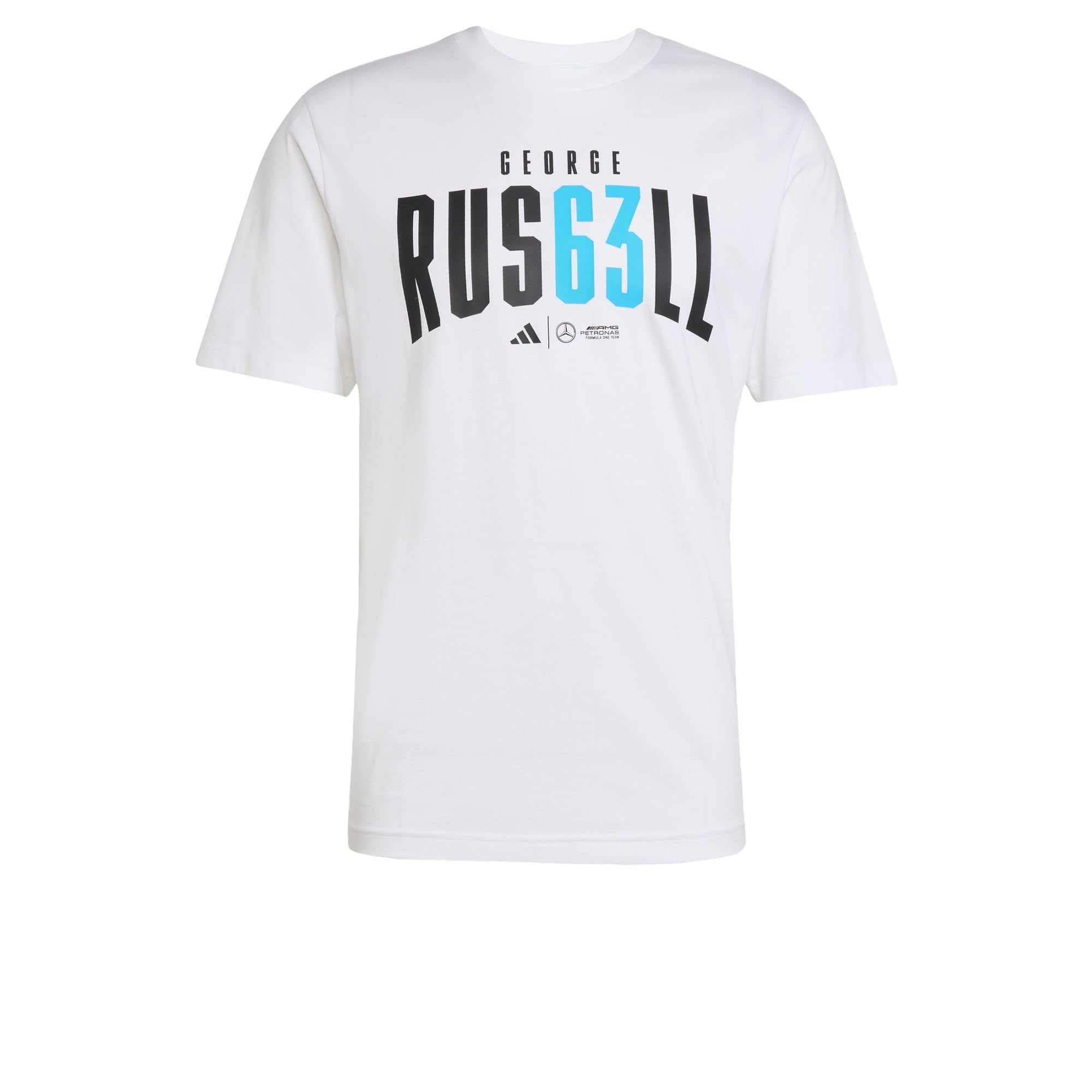 

Adidas Мужская футболка с коротким рукавом Mercedes AMG Petronas Formula One Team Джордж Расселл CS603 белая (JZ8906)