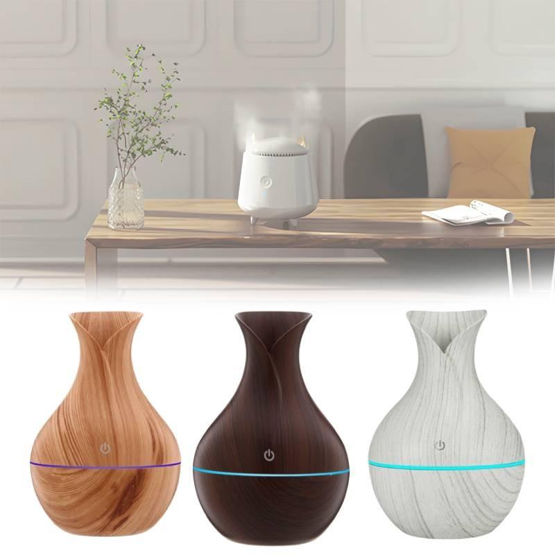 Vase Humidifier Shaped With Wooden Pattern Light Wood Ultrasonic Purifier Air