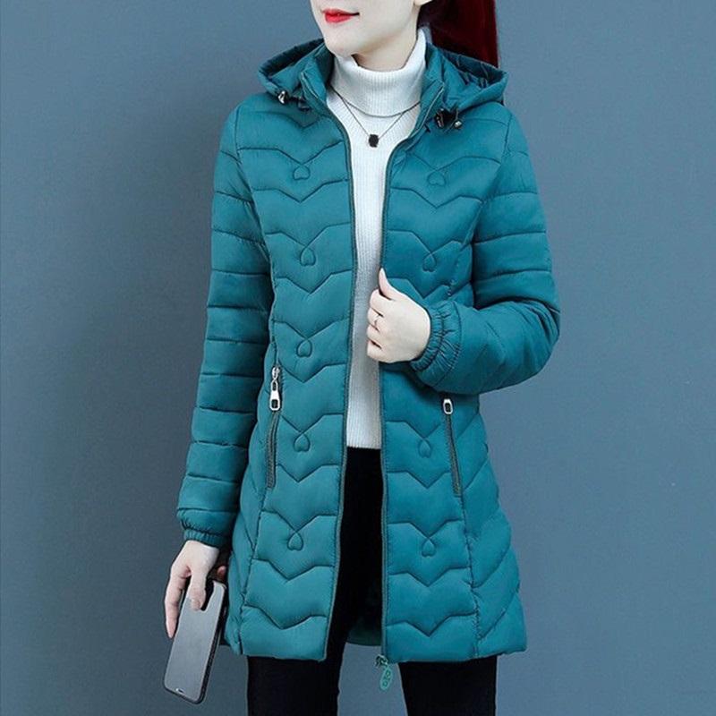 Winter Down Cotton Jacket Thick Warm Parkas Women Hooded Coat Long Sleeve Casual Overcoat Cotton-Padded Jacket Female Outerwear