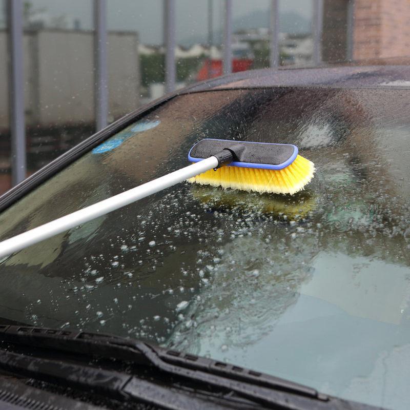 Yellow 1.5m Water Flow Car Wash Brush with Long Handle for Self-Service Car Care