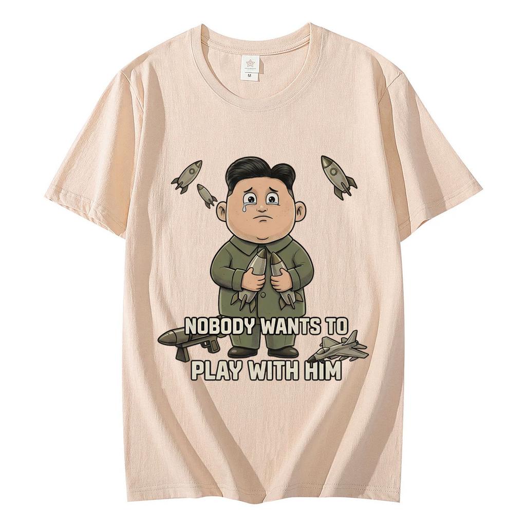 Sad Leader and Missiles Funny Meme T Shirt High Street Fashion Trend Short Sleeve Tshirts Men Women Casual Loose Cotton Tshirt