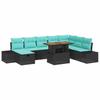 Garden Sofa Set with Cushions 9 Pcs Black Poly Rattan