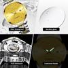 Automatic Self-Wind Men's Watch Luxury Business Dress Watches with Date Display Steel Bracelet Waterproof Luminous Hands