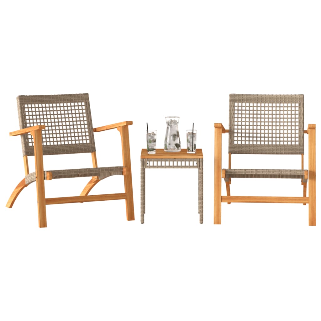 Vidaxl 3-Cz. Bistro Meubelset, Beige, Polyrattan En Acaciahout