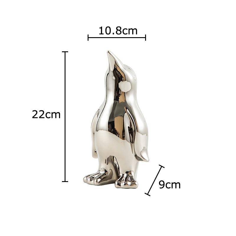 Creative Penguin Gold-plated Ceramic Statue Desk Decoration Penguin Sculpture Abstract Crafts Ornaments Room Aesthetics Decor