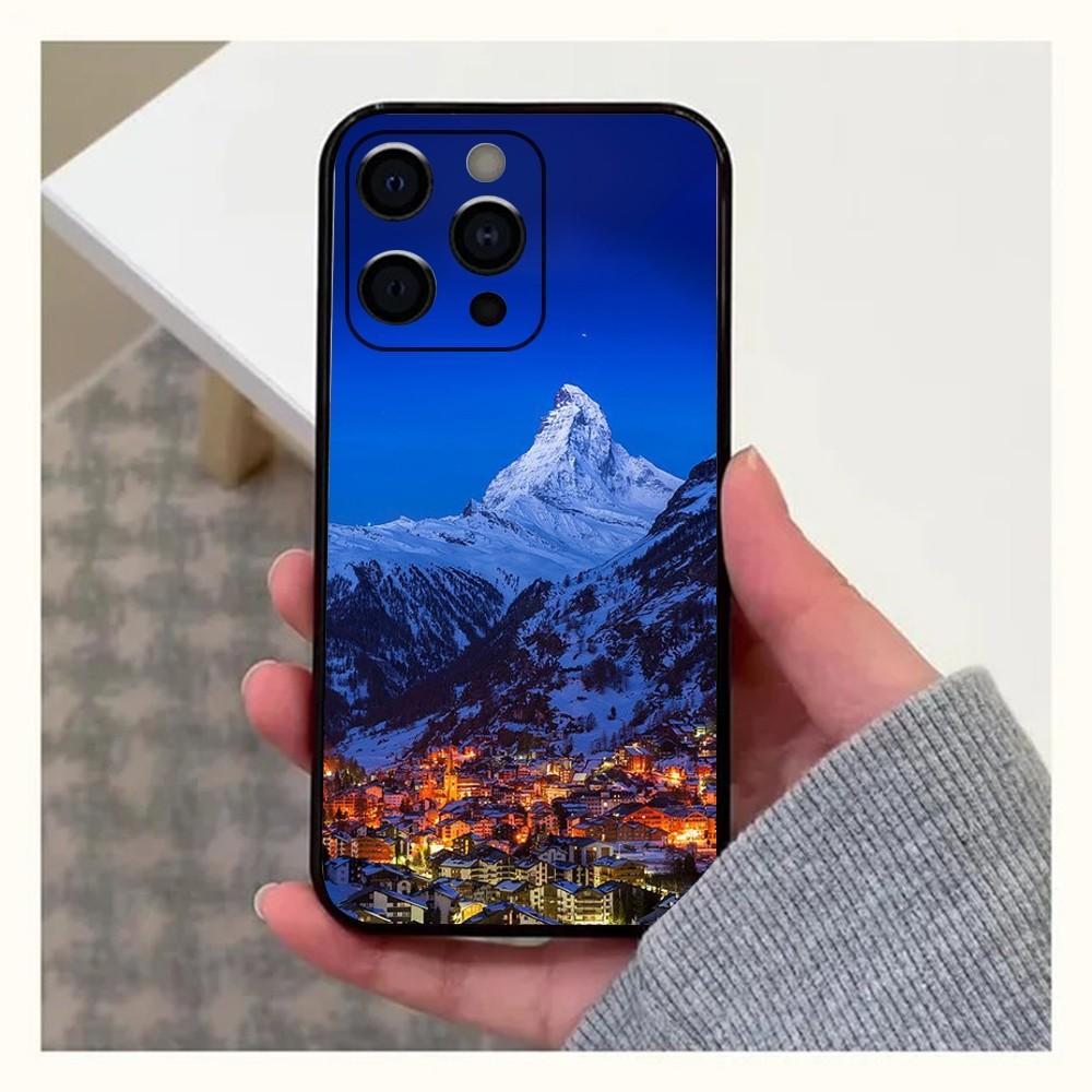 Zermatt Matterhorn Swiss Mountain Phone Case For Apple iPhone 15,14,13,12,11,Pro,X,XS,Max,XR,Plus,Mini Soft Black Cover