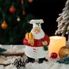 Figurines Tabletop Decor, Resin Chef Santa Statue Holding Bread & Wine, Christmas Cookie Jar Decoration, Indoor Holiday Ornaments For Kitchen, Dinin