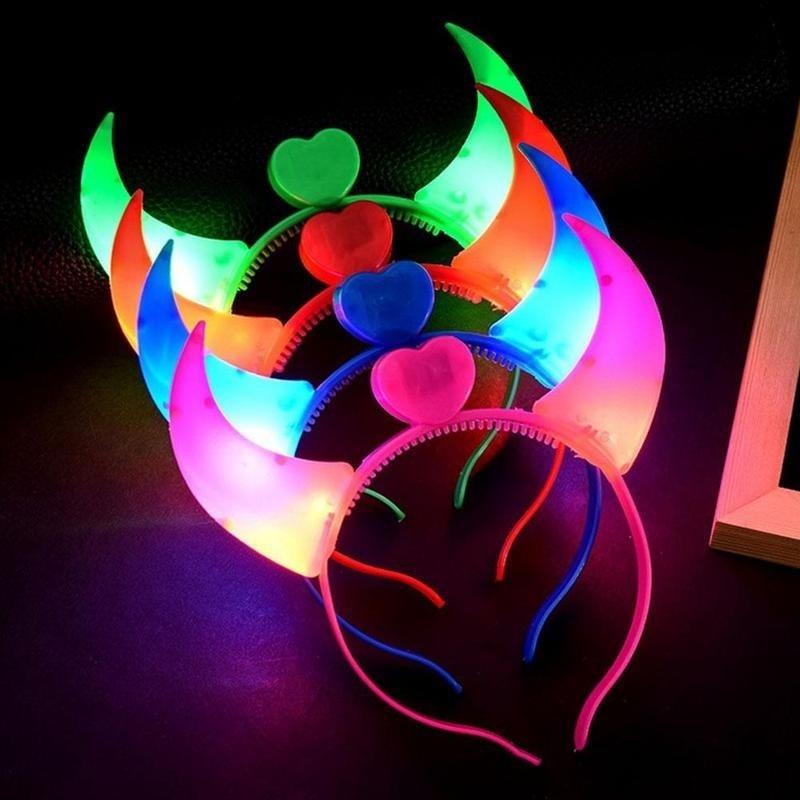 Festival Creative Decor LED Lamp Glowing Horns Luminous Devil Headband Lights Christmas Party Decor Masquerade Bar Supplies