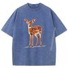 T-shirt Grafiche da Donna con Cervo Felice, Cerbiatto, Animale, Lusso, Designer, alla Moda e Trendy da Uomo, Camicia Morbida Lavata da Uomo