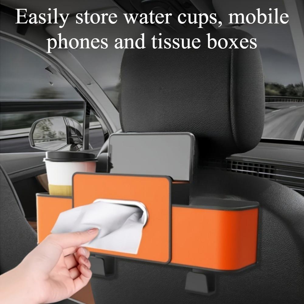Car multi-functional storage box,with bag hanger and phone stand,durable material,easy installation,suitable for most car models