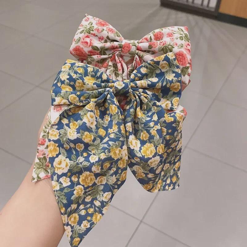 Retro French Pastoral Floral Bow Hairpin for Women