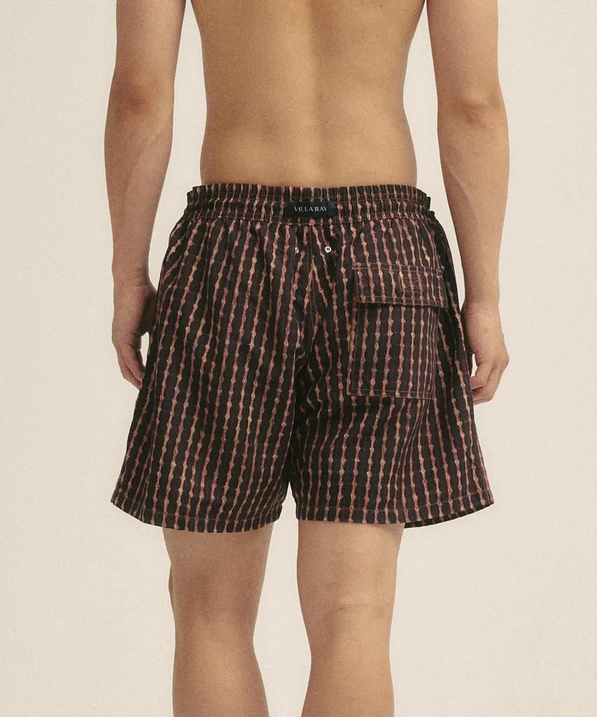 Billalei Espresso Stripe Men'S Swim Shorts - Dark Brown