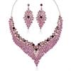 3Pcs Purple Necklace Earring Set Water Drop Shape Crystal Jewelry Set  Gifts
