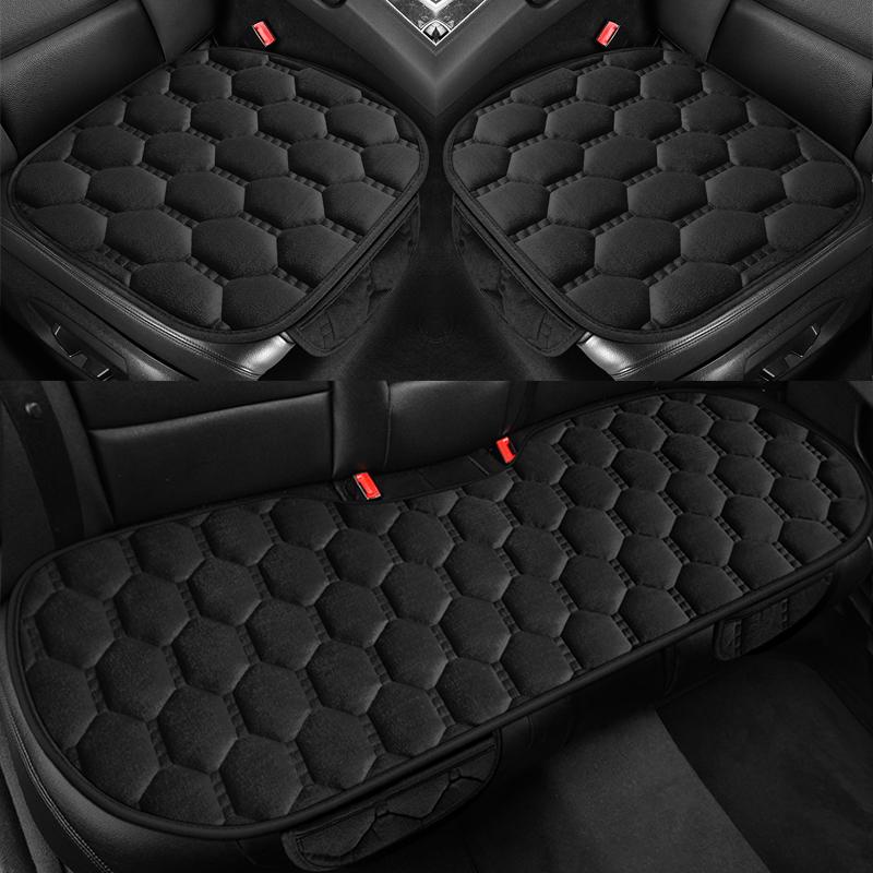 Car Seat Cushion Winter Short Plush Three Piece Set Without Backrest Anti Slip Winter Rear Universal Car Seat Cushion Warm