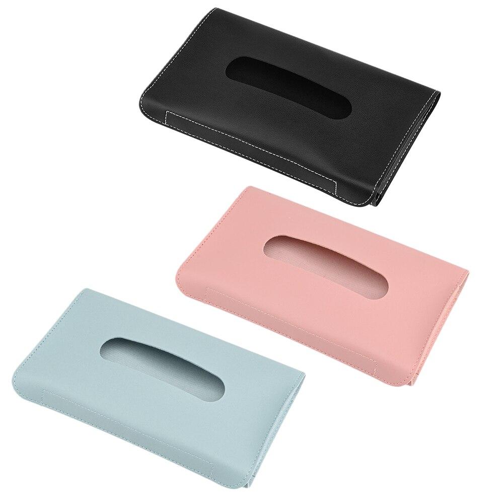 Car Tissue Box Car Sun Visor PU Leather Tissue Box Holder Auto Car Interior Storage Decoration Accessories