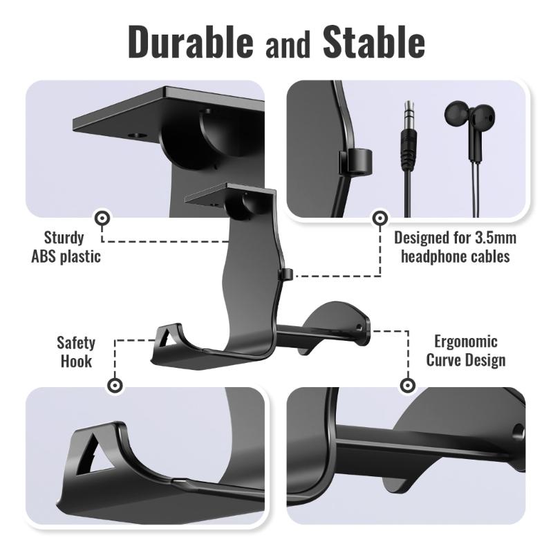 Headsets Rack Space Saving Wall and Under Desk Mount Holdet for Gaming Headsets Storage Solution Wall Stand