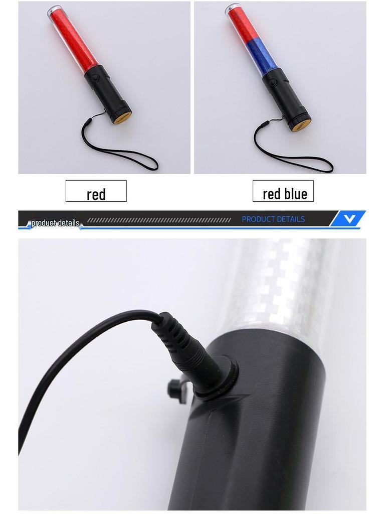 Rechargeable 26CM LED Glow Stick Traffic Baton with Multifunctional Warning Support