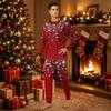Christmas Print Family Matching Pajama Set Long Sleeve Round Neck Sleepwear for Parent and Kid