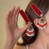 Ethnic Style Red Diamond Fringed Hairpin, New Year'S Retro Bohemian Fashion Temperament Hair Accessories