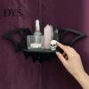 Crystal Holder Shelf Halloween Bat Corner Shelf, Decorative Wooden Wall Mount Display Shaped Spiderweb Design Gothic Floating Rack for Home, Bedroom,