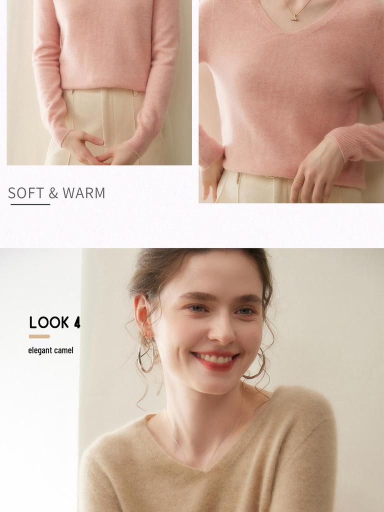 Women's Soft Lamb Cashmere Sweater: Versatile, Loose-Fit Base Layer for Autumn and Winter 