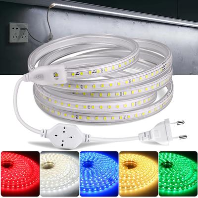 Taśma LED 220V Elastyczna Taśma 60 diod/m Wodoodporna Zewnętrzna Taśma LED Światła Dekoracyjne z Wtyczką EU 1m/2m/5m/10m/20m