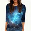 Damen T-Shirt Print 3/4 Ärmel Alltagsmode Wochenende Basic Rundhals Normales Oberteil