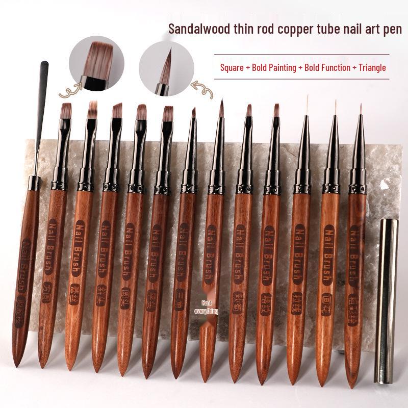 Popular Sandalwood Nail Art Brush Set: Liner, Triangle, and Flower Design Pens