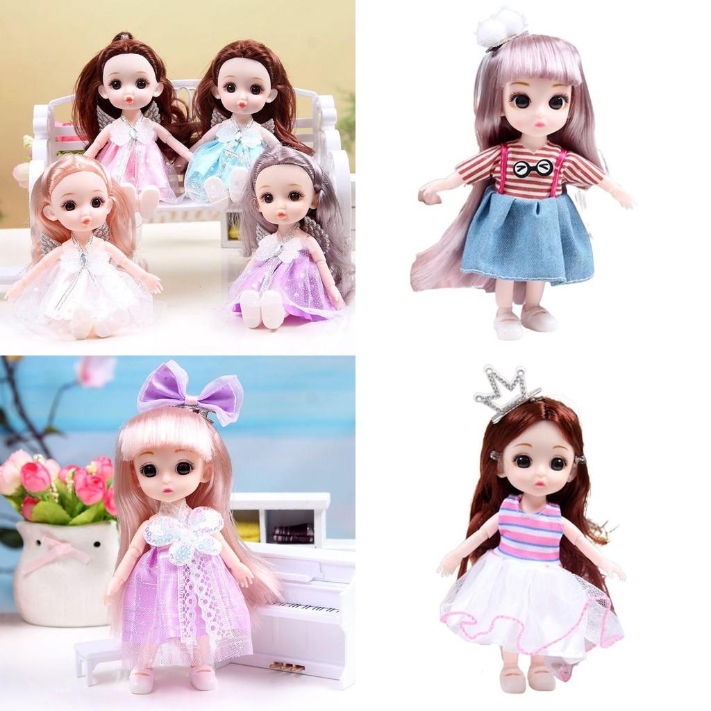 Cute 6.6in Bjd Princess Dolls With Movable Joints Mini Model Toy Kids Birthday Gift