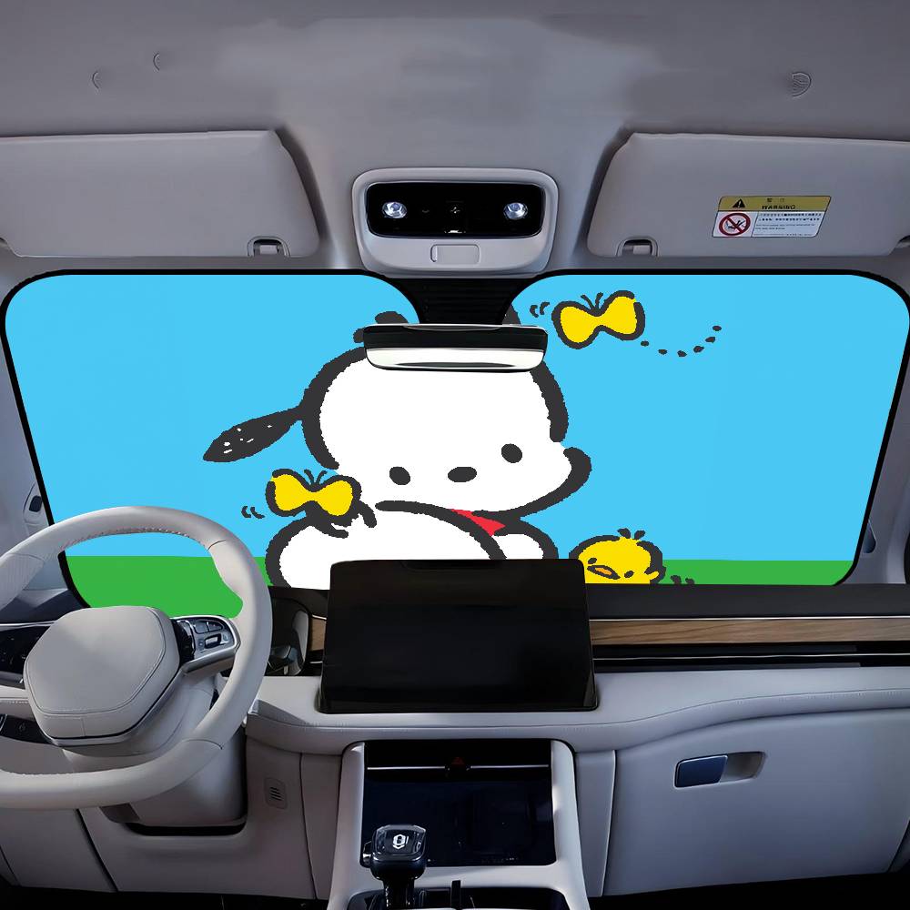 Cute Cartoon Puppy P-Pochacco Windshield Sunshade Anime Cute Car Front Windshield 70x130cm Sun Visor Heat Reflector