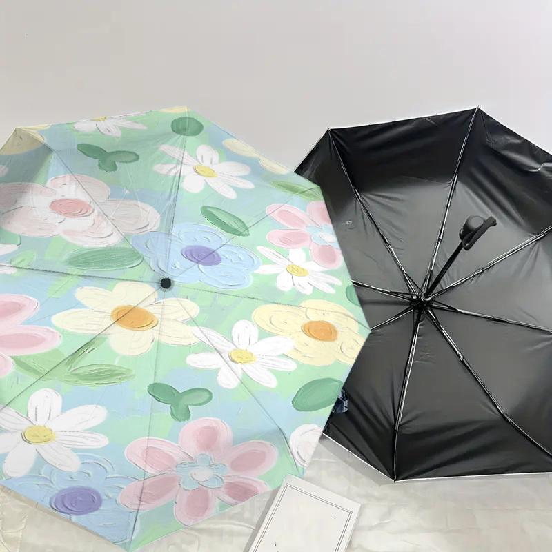 1pc Floral Pattern Automatic Open/Close Umbrella Compact Folding Umbrella with 8-Rib Shaft for Women/Men, Elegant Birthday1309S
