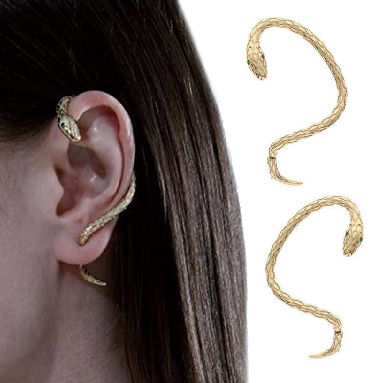 Women's Snake Stud Earrings Gold Silver Snake Ear Cuff Pierced Snake Earrings