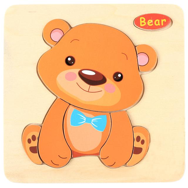 15x15cm Baby Wood Jigsaw Puzzle Board Game Cartoon Animal 3d Puzzle Montessori Educational Learning Wooden Toys for Children