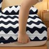 1 Simple Modern Wave Geometry Printed Matte Fitted Sheet, Bedroom Printed Bed Cover, Bedding (Excluding Pillowcases)