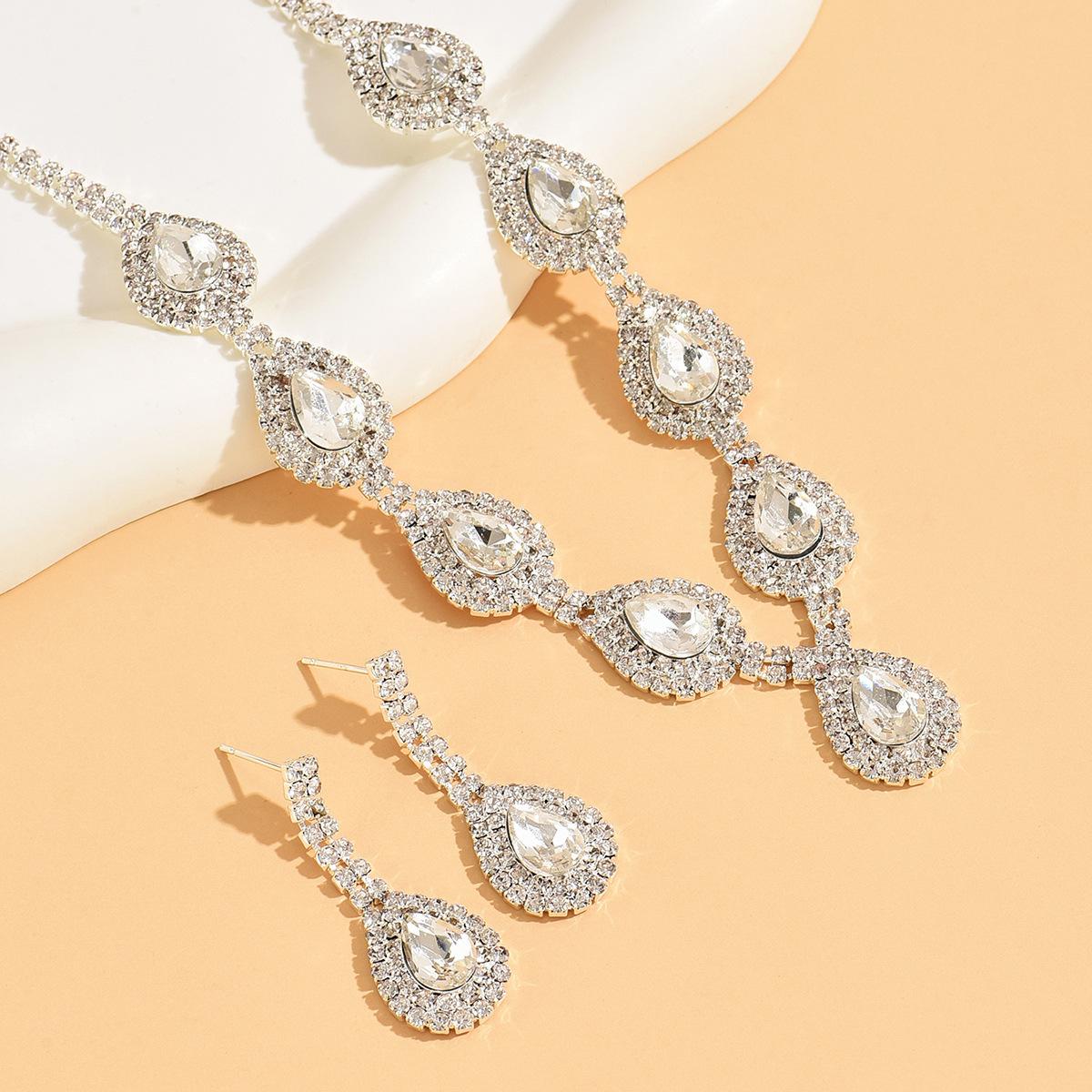 

Popular Jewelry, Water Drop Set, Neck Necklace, Versatile, Bridal Wedding Jewelry.