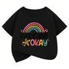 Everything Will Be Ok Rainbow Design Print T Shirts Sweet Kids Childrens Tshirt Boys Girls Summer Spring Casual Top Tee Shirt