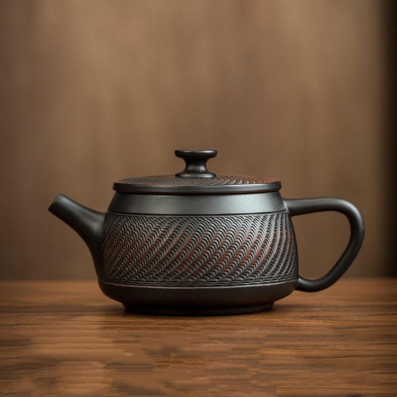Jianshui Clay Purple Pottery Teapot Hand Painted Antique Relief Teapot Household Teapot Kungfu Tea Set Kettle