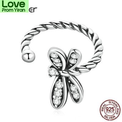 Bamoer 1 ud. Cuff de Oreja de Libélula Vintage de Plata de Ley 925 Para Mujer Clip de Oreja Nuevo Conjunto de Joyería de Estilo Simple de Moda Regalo de Amistad