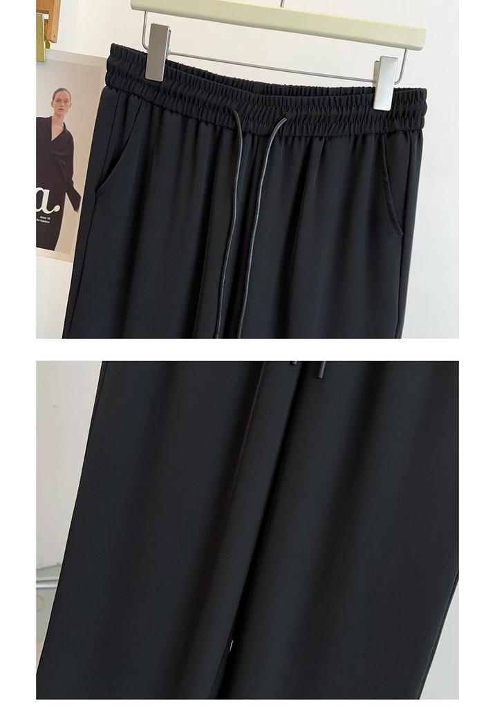2025 Women's Plus Size High Waist Slimming Straight-Leg Floor-Length Casual Suit Pants