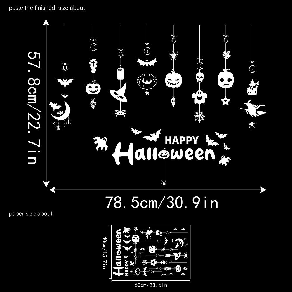 

Хэллоуин, Украшение для вечеринки, Подвеска в виде тыквы и летучей мыши, Наклейки на стекло, Украшение витрины торгового центра, Наклейки на стекло, Декор для вечеринки Электростатическая наклейка 40*60cm