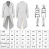 Mens Tuxedo Medieval Retro Punk Gold Trimmed Overcoat Carnival Costume