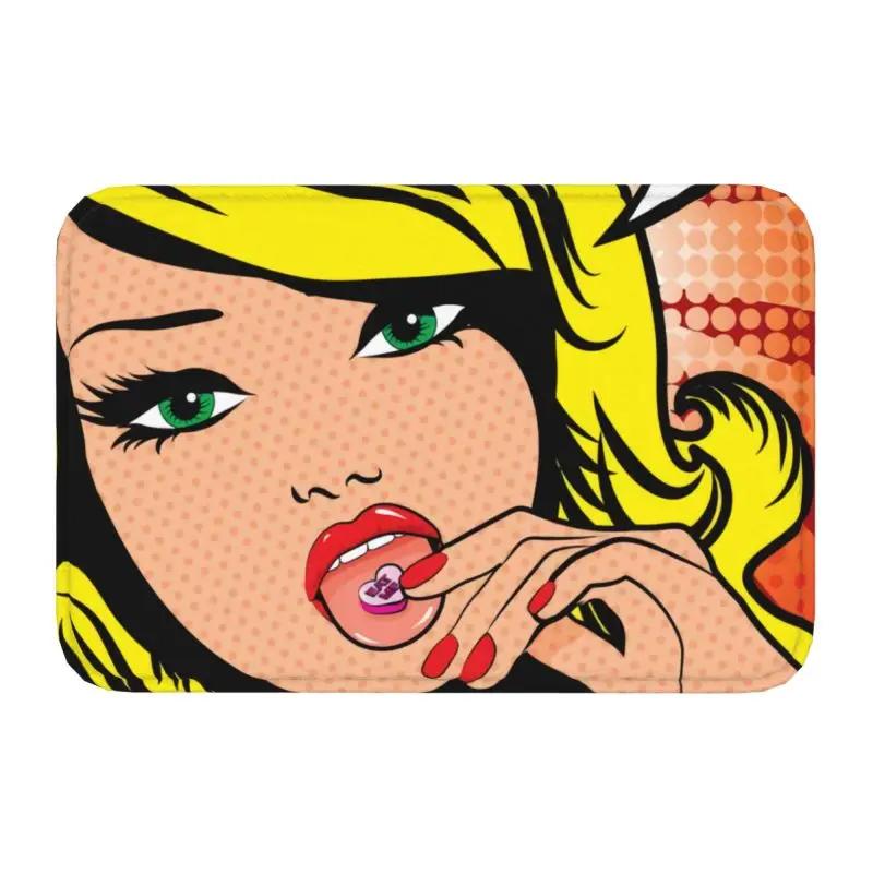Personnalisé Wow Pop Art Sexy surpris dame paillasson antidérapant entrée cuisine salle de bain sol porte tapis dessin animé fille tapis