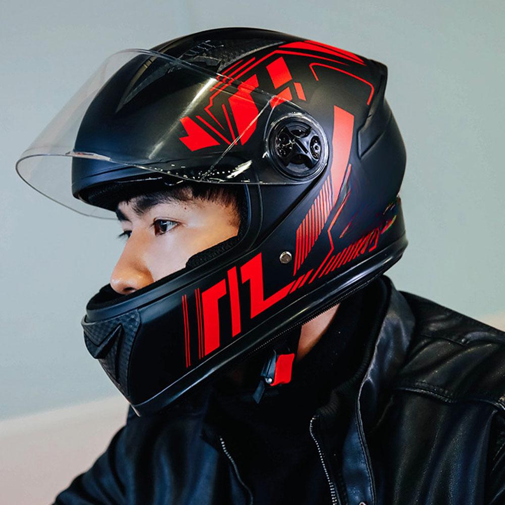 Motorcycle Street Bike Helmet Full Face Safety Helmet Comfortable & Breathable with Single Visor Neck Scarf Anti-Dust Bag for Men & Women All Seasons